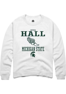 Anyssa Hall Rally Mens White Michigan State Spartans NIL Sport Icon Crew Sweatshirt
