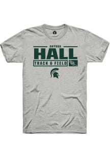 Anyssa Hall Ash Michigan State Spartans NIL Stacked Box Short Sleeve T Shirt