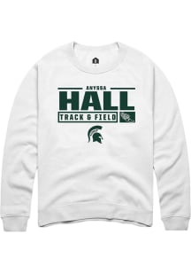 Anyssa Hall Rally Mens White Michigan State Spartans NIL Stacked Box Crew Sweatshirt