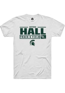 Anyssa Hall White Michigan State Spartans NIL Stacked Box Short Sleeve T Shirt