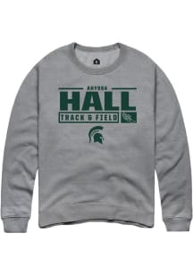 Anyssa Hall Rally Mens Graphite Michigan State Spartans NIL Stacked Box Crew Sweatshirt