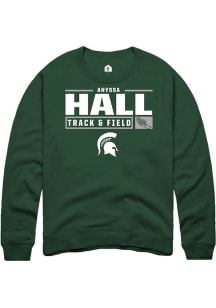 Anyssa Hall Rally Mens Green Michigan State Spartans NIL Stacked Box Crew Sweatshirt