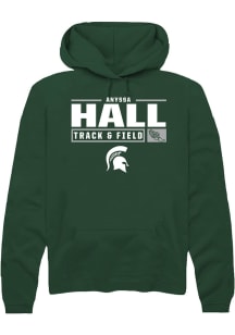 Anyssa Hall Rally Mens Green Michigan State Spartans NIL Stacked Box Hooded Sweatshirt