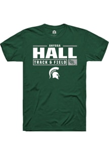 Anyssa Hall Green Michigan State Spartans NIL Stacked Box Short Sleeve T Shirt