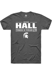 Anyssa Hall Dark Grey Michigan State Spartans NIL Stacked Box Short Sleeve T Shirt