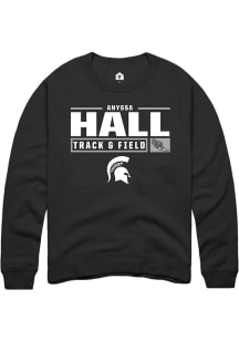 Anyssa Hall Rally Mens Black Michigan State Spartans NIL Stacked Box Crew Sweatshirt