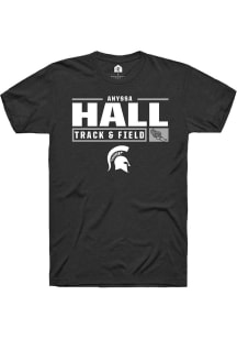 Anyssa Hall Black Michigan State Spartans NIL Stacked Box Short Sleeve T Shirt