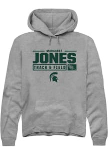 Margaret Jones Rally Mens Graphite Michigan State Spartans NIL Stacked Box Hooded Sweatshirt