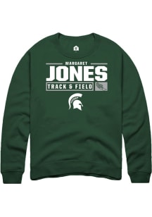 Margaret Jones Rally Mens Green Michigan State Spartans NIL Stacked Box Crew Sweatshirt