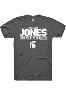 Margaret Jones Dark Grey Michigan State Spartans NIL Stacked Box Short Sleeve T Shirt
