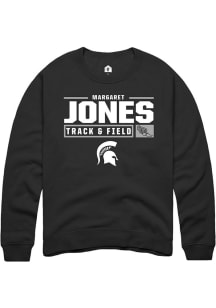 Margaret Jones Rally Mens Black Michigan State Spartans NIL Stacked Box Crew Sweatshirt