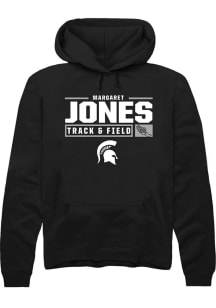 Margaret Jones Rally Mens Black Michigan State Spartans NIL Stacked Box Hooded Sweatshirt