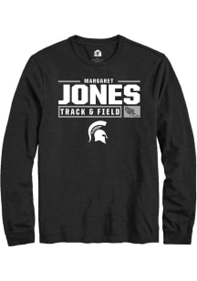 Margaret Jones Rally Mens Black Michigan State Spartans NIL Stacked Box Tee