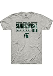Karolina Staniszewska  Michigan State Spartans Ash Rally NIL Stacked Box Short Sleeve T Shirt