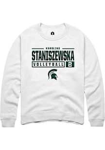 Karolina Staniszewska  Rally Michigan State Spartans Mens White NIL Stacked Box Long Sleeve Crew S..
