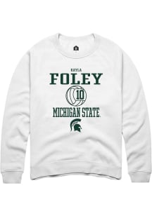 Kayla Foley Rally Mens White Michigan State Spartans NIL Sport Icon Crew Sweatshirt