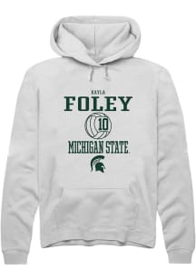 Kayla Foley Rally Mens White Michigan State Spartans NIL Sport Icon Hooded Sweatshirt