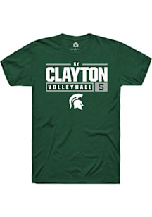 Ky Clayton  Michigan State Spartans Green Rally NIL Stacked Box Short Sleeve T Shirt