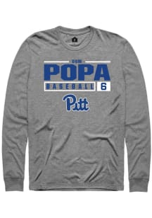 Dom Popa  Pitt Panthers Grey Rally NIL Stacked Box Long Sleeve T Shirt