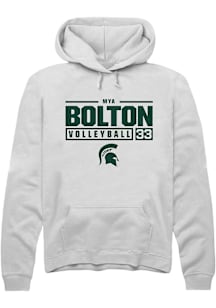 Mya Bolton  Rally Michigan State Spartans Mens White NIL Stacked Box Long Sleeve Hoodie
