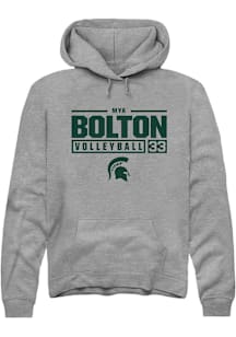 Mya Bolton  Rally Michigan State Spartans Mens Graphite NIL Stacked Box Long Sleeve Hoodie