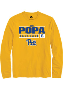 Dom Popa  Pitt Panthers Gold Rally NIL Stacked Box Long Sleeve T Shirt