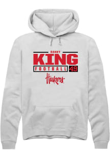 Danny King Rally Mens White Nebraska Cornhuskers NIL Stacked Box Hooded Sweatshirt