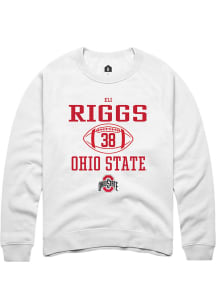 Eli Riggs Rally Mens White Ohio State Buckeyes NIL Sport Icon Crew Sweatshirt