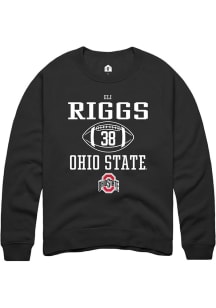 Eli Riggs Rally Mens Black Ohio State Buckeyes NIL Sport Icon Crew Sweatshirt