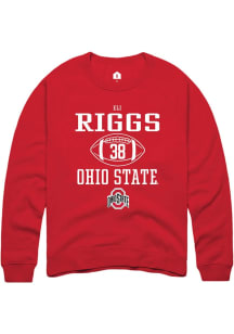Eli Riggs Rally Mens Red Ohio State Buckeyes NIL Sport Icon Crew Sweatshirt