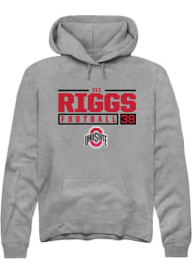 Eli Riggs Rally Mens Graphite Ohio State Buckeyes NIL Stacked Box Hooded Sweatshirt
