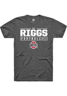 Eli Riggs Dark Grey Ohio State Buckeyes NIL Stacked Box Short Sleeve T Shirt