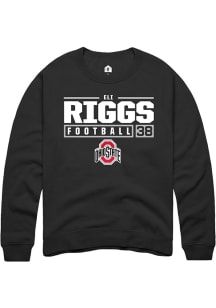 Eli Riggs Rally Mens Black Ohio State Buckeyes NIL Stacked Box Crew Sweatshirt