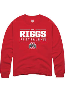 Eli Riggs Rally Mens Red Ohio State Buckeyes NIL Stacked Box Crew Sweatshirt