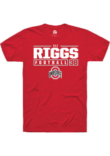 Eli Riggs Red Ohio State Buckeyes NIL Stacked Box Short Sleeve T Shirt