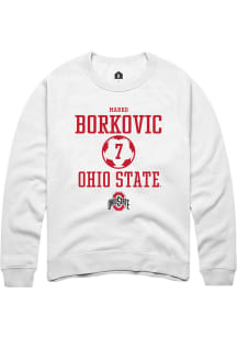 Marko Borkovic Rally Mens White Ohio State Buckeyes NIL Sport Icon Crew Sweatshirt