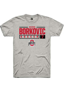 Marko Borkovic Ash Ohio State Buckeyes NIL Stacked Box Short Sleeve T Shirt
