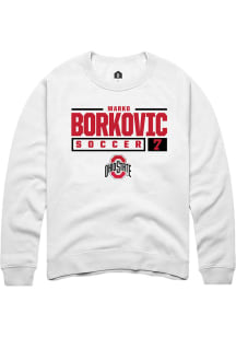 Marko Borkovic Rally Mens White Ohio State Buckeyes NIL Stacked Box Crew Sweatshirt