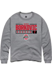 Marko Borkovic Rally Mens Graphite Ohio State Buckeyes NIL Stacked Box Crew Sweatshirt