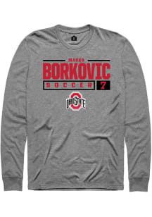 Marko Borkovic Rally Mens Graphite Ohio State Buckeyes NIL Stacked Box Tee