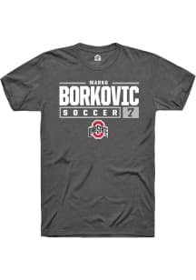 Marko Borkovic Dark Grey Ohio State Buckeyes NIL Stacked Box Short Sleeve T Shirt