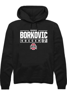 Marko Borkovic Rally Mens Black Ohio State Buckeyes NIL Stacked Box Hooded Sweatshirt