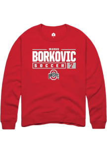 Marko Borkovic Rally Mens Red Ohio State Buckeyes NIL Stacked Box Crew Sweatshirt