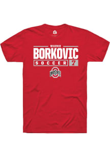 Marko Borkovic Red Ohio State Buckeyes NIL Stacked Box Short Sleeve T Shirt