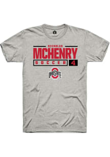 Nicholas McHenry Ash Ohio State Buckeyes NIL Stacked Box Short Sleeve T Shirt