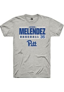 Jayden Melendez  Pitt Panthers Ash Rally NIL Stacked Box Short Sleeve T Shirt