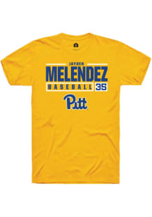 Jayden Melendez Gold Pitt Panthers NIL Stacked Box Short Sleeve T Shirt