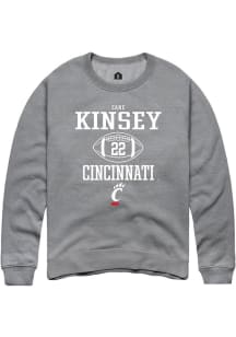 Zane Kinsey Rally Mens Graphite Cincinnati Bearcats NIL Sport Icon Crew Sweatshirt