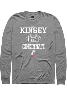 Zane Kinsey Rally Mens Graphite Cincinnati Bearcats NIL Sport Icon Tee