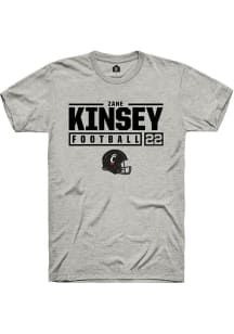 Zane Kinsey Ash Cincinnati Bearcats NIL Stacked Box Short Sleeve T Shirt